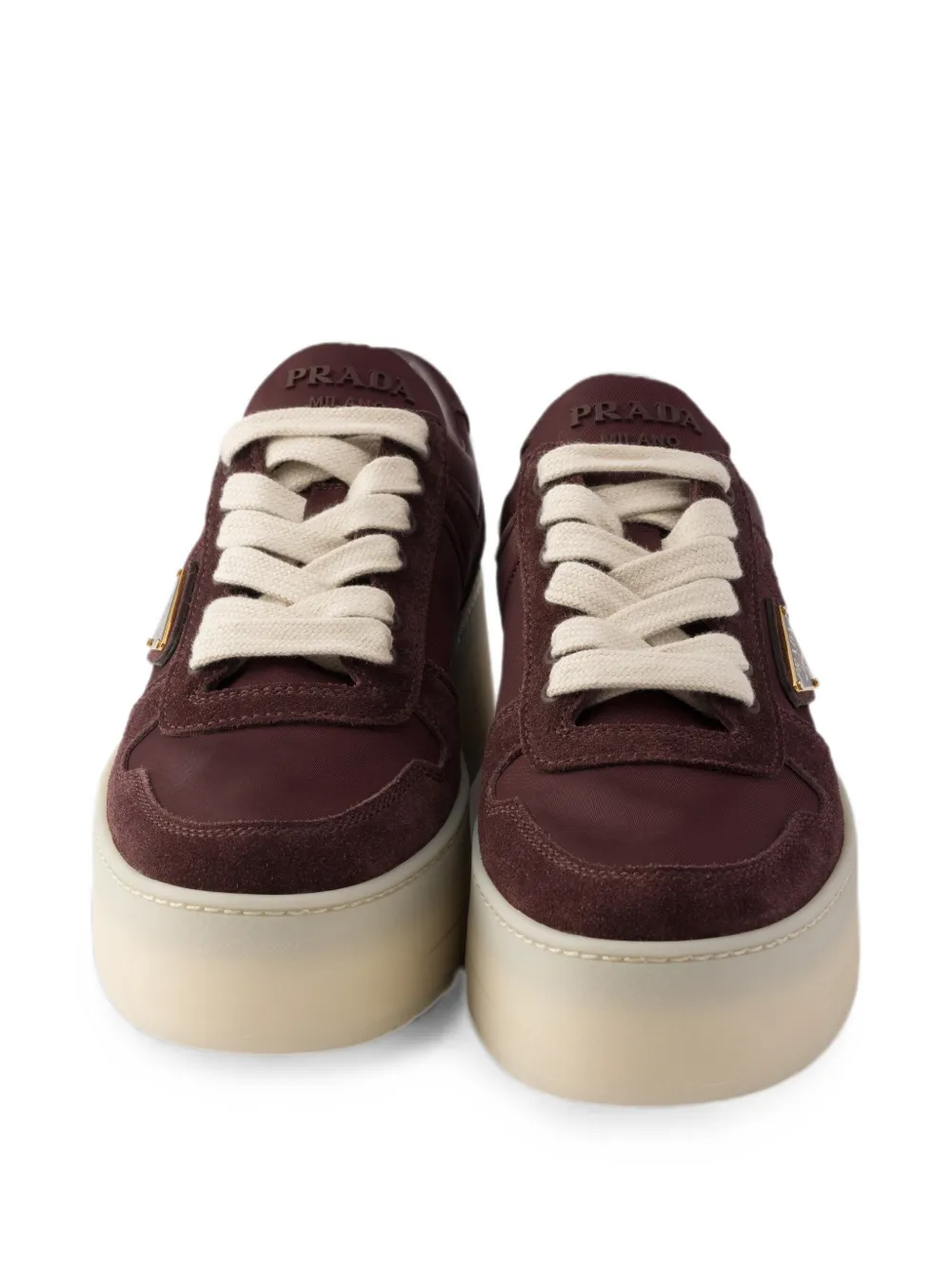 Prada Downtown Bold Re-Nylon and suede sneakers Rood