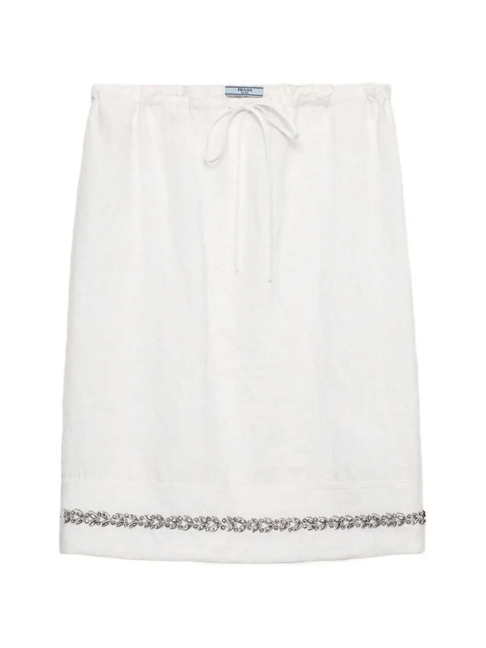 Prada embroidered slubbed fabric skirt - Bianco