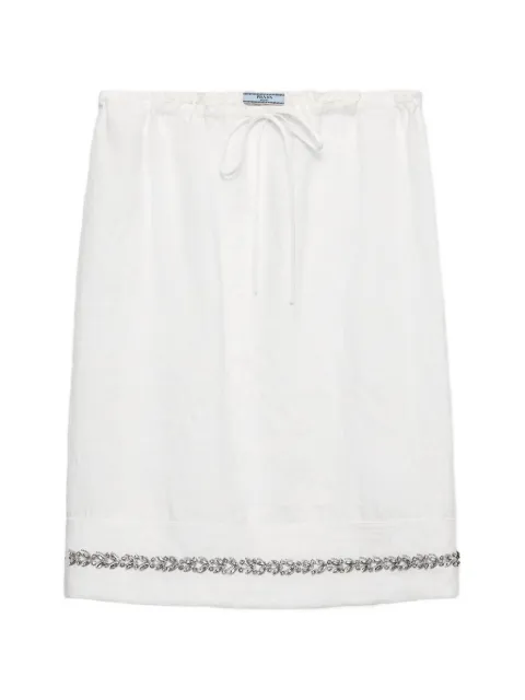 Prada embroidered slubbed fabric skirt