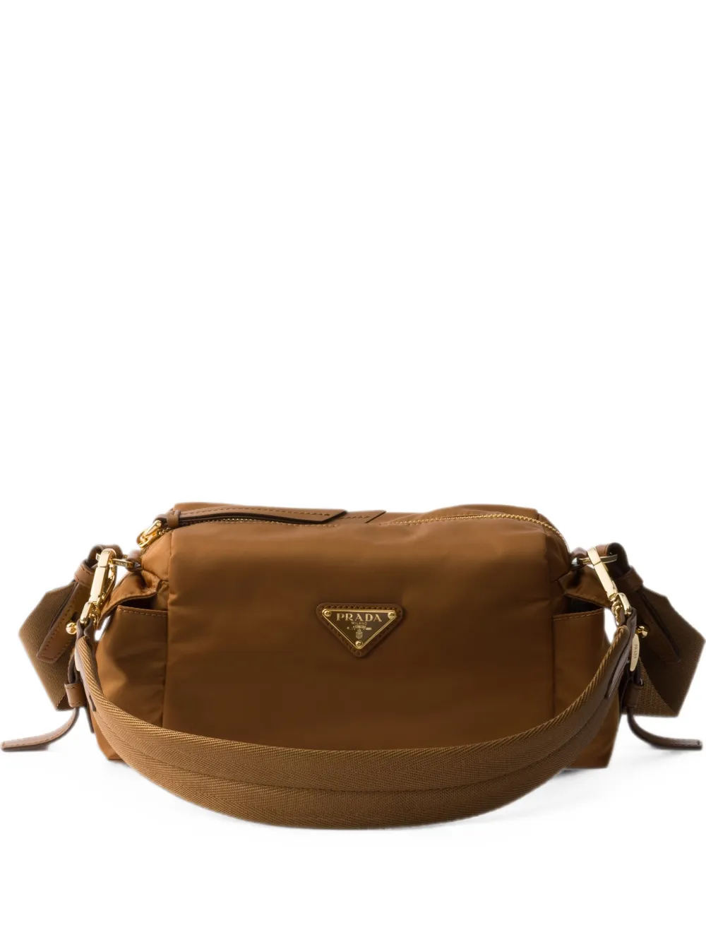 Prada Explore small Re-Nylon and leather shoulder bag - Brown