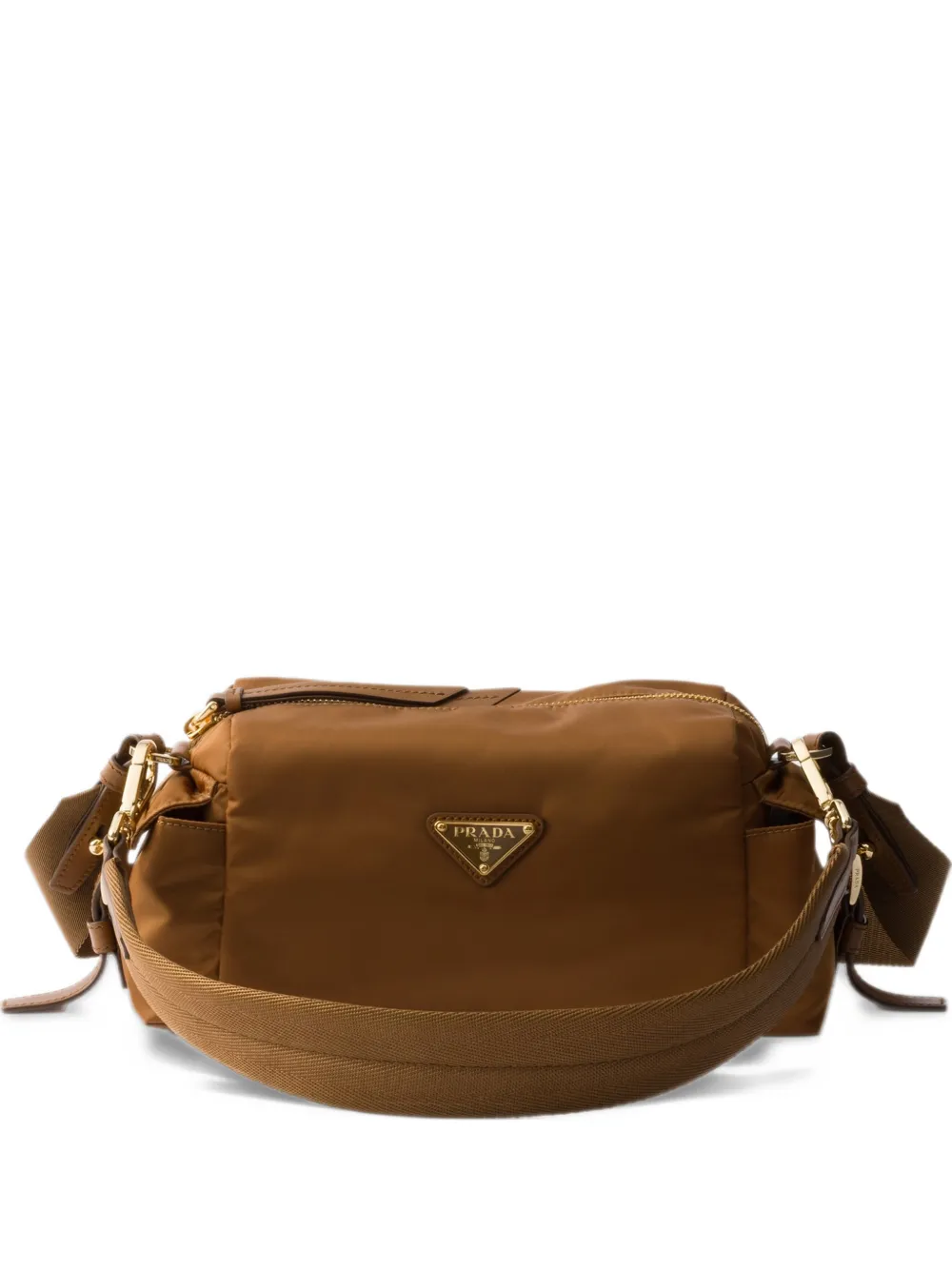 Prada Explore small Re-Nylon and leather shoulder bag - Marrone