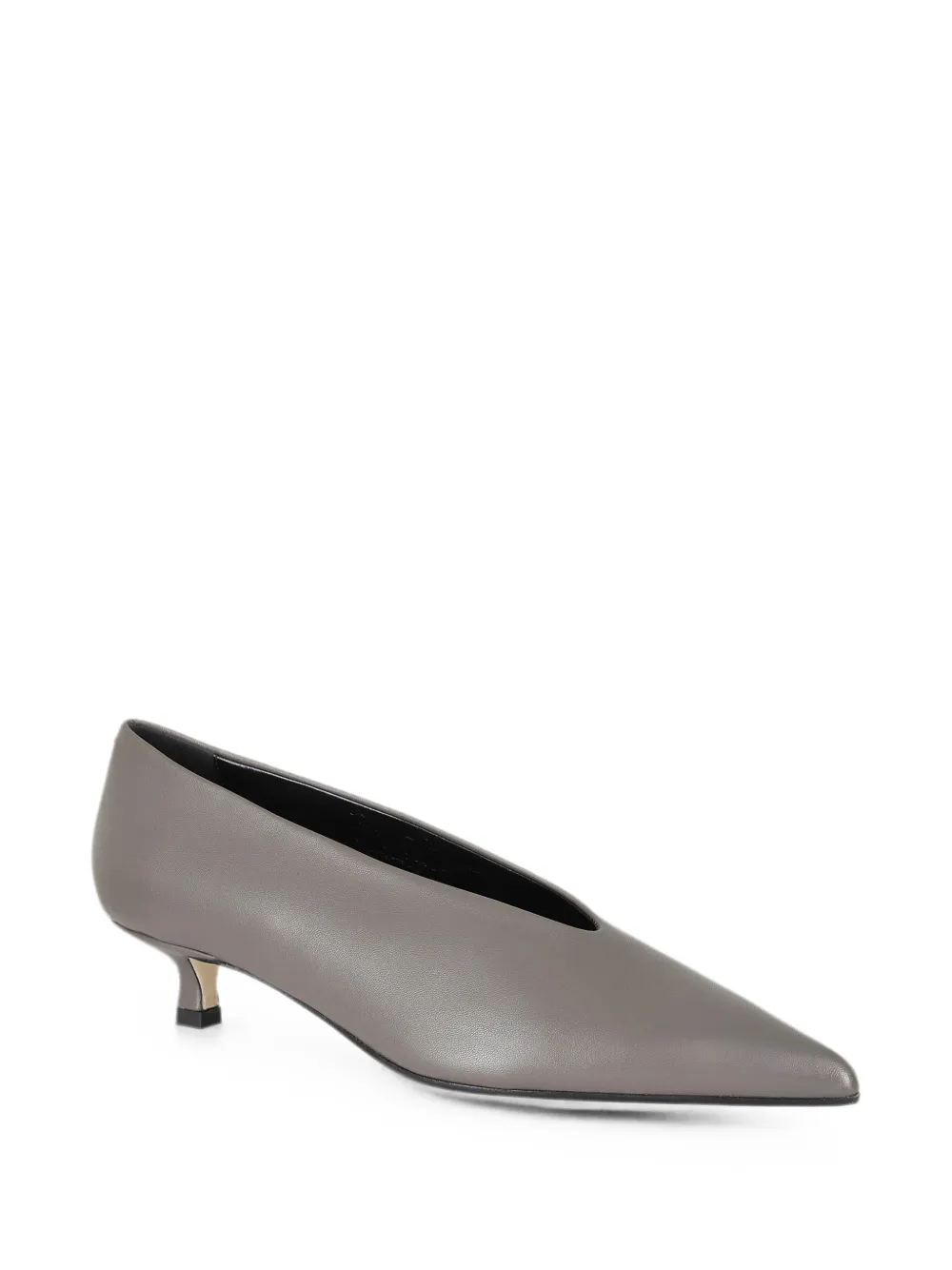 Aeyde Clara pointed-toe leather kitten-heel pumps Beige