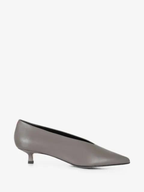 Aeyde Clara pointed-toe leather kitten-heel pumps