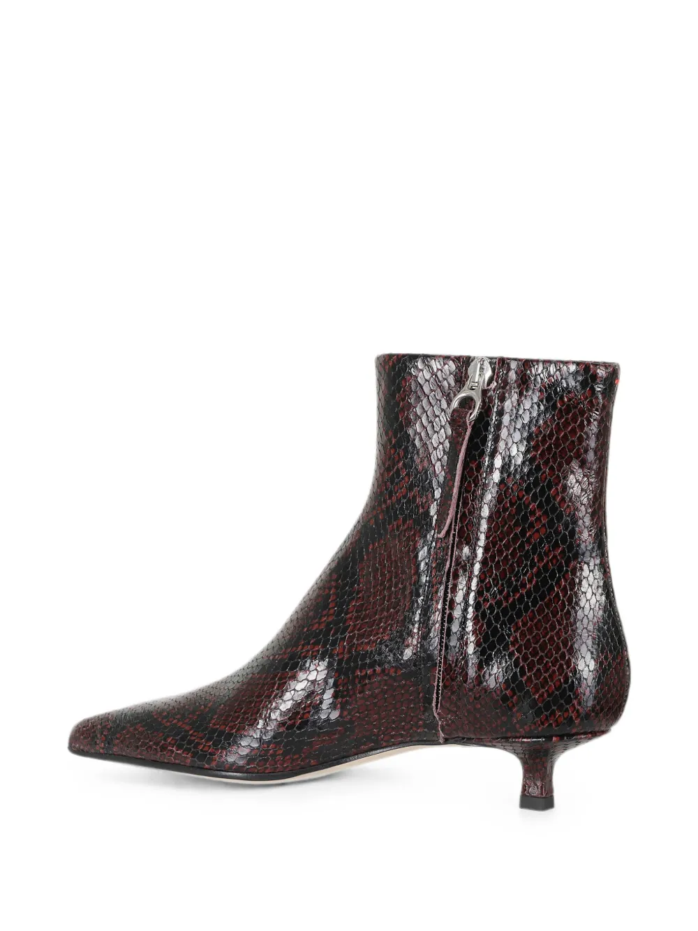 Aeyde snakeskin-effect pointed-toe ankle boots Rood