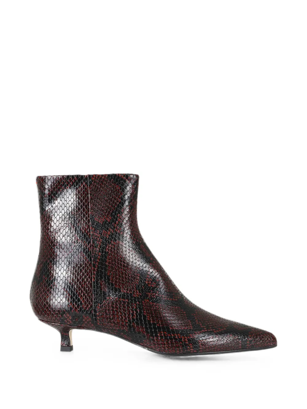 Aeyde snakeskin-effect pointed-toe ankle boots Rood