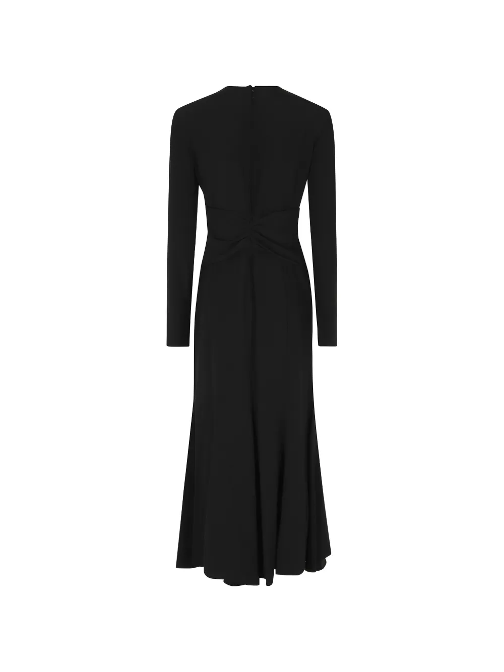 Alberta Ferretti Maxi-jurk met ruche taille en lange mouwen Zwart