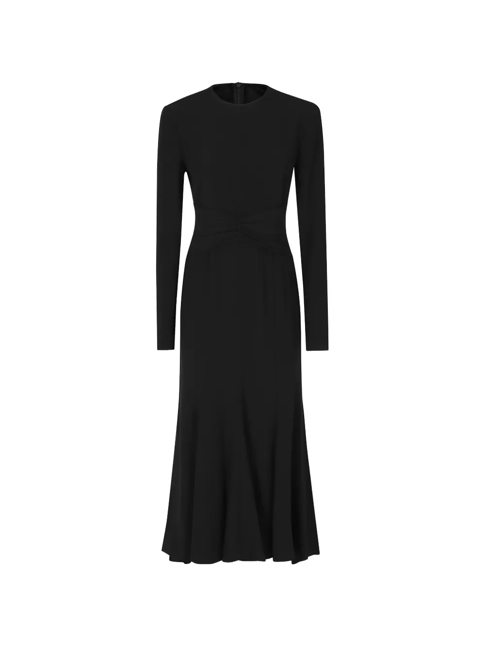 Alberta Ferretti ruched-waist long-sleeve maxi dress - Nero