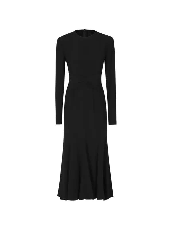 alberta ferretti black dress Enver Satin Draped Waistband Viscose Lace