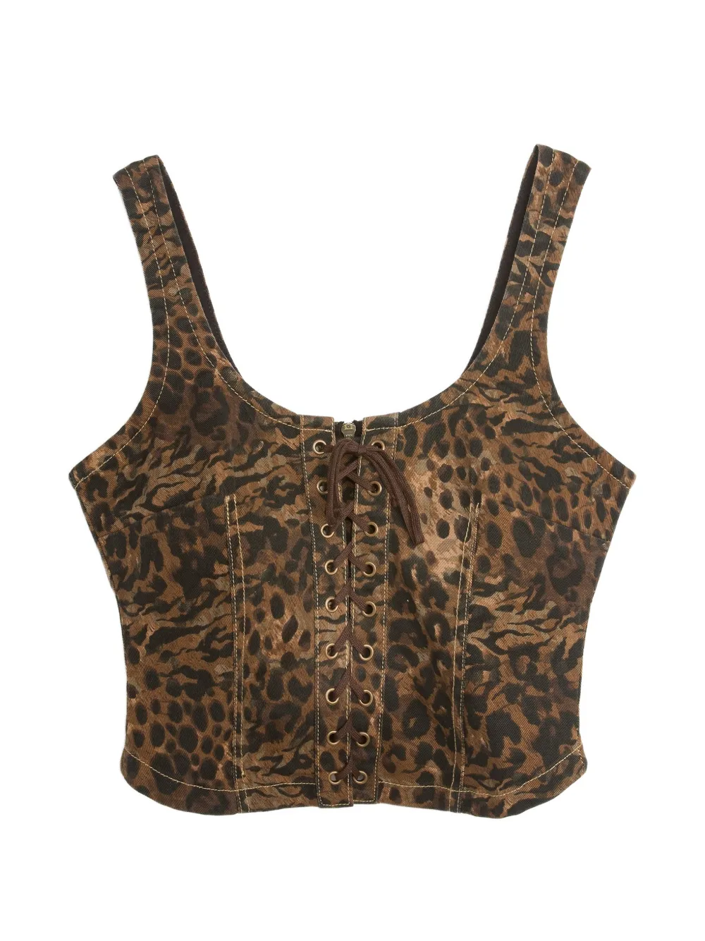 Juicy Couture lace-up leopard-print corset - Marrone