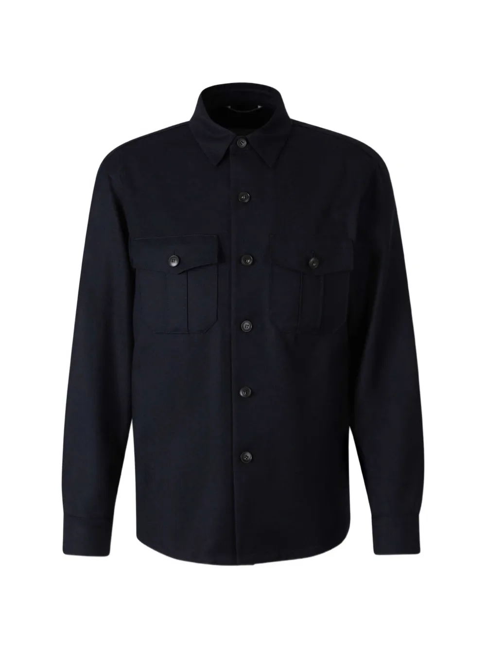 Canali wool chest-pocket shirt jacket - Blau
