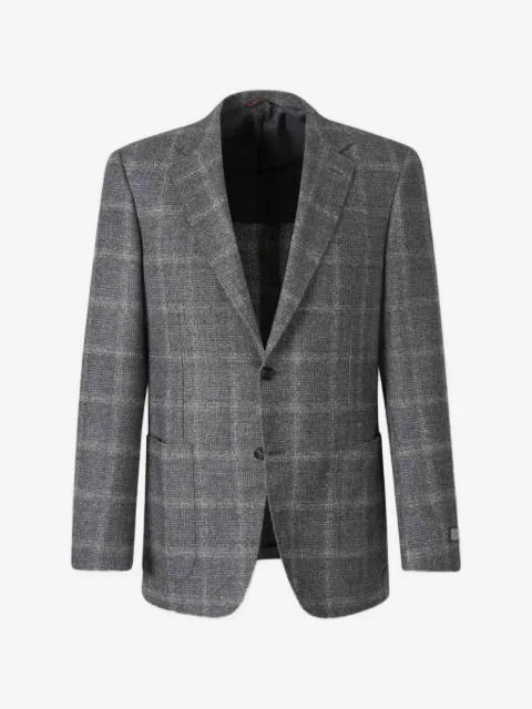 Canali check-pattern single-breasted blazer