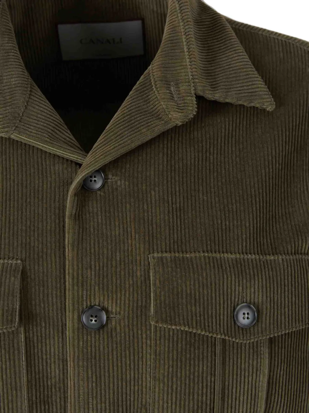 Canali Ribfluwelen shirtjack met borstzakken Groen
