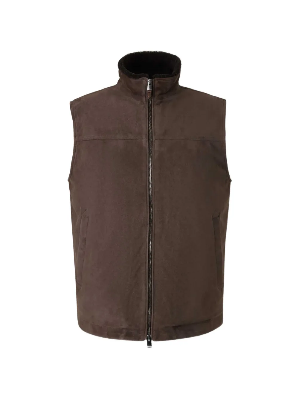 Canali shearling-lined suede gilet - Braun