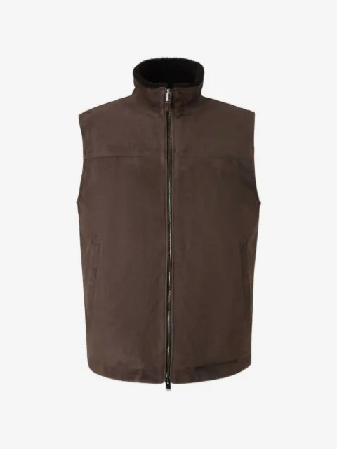 Canali gilet en daim à doublure en peau lainée