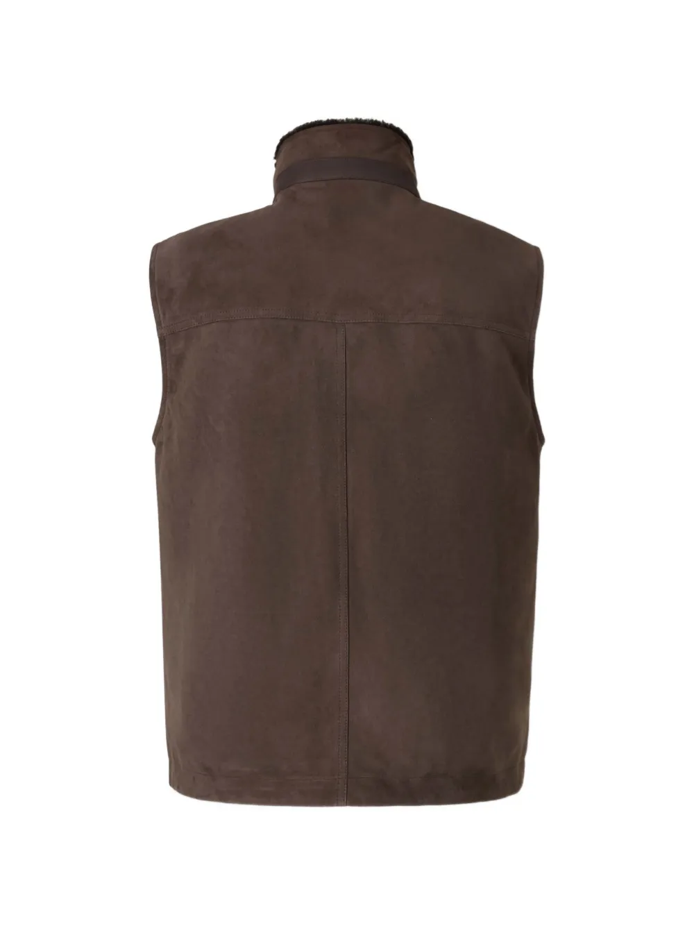 Canali shearling-lined suede gilet Bruin