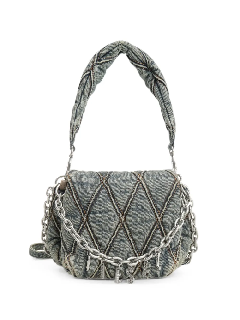 Diesel small Charm-D denim shoulder bag - Blau