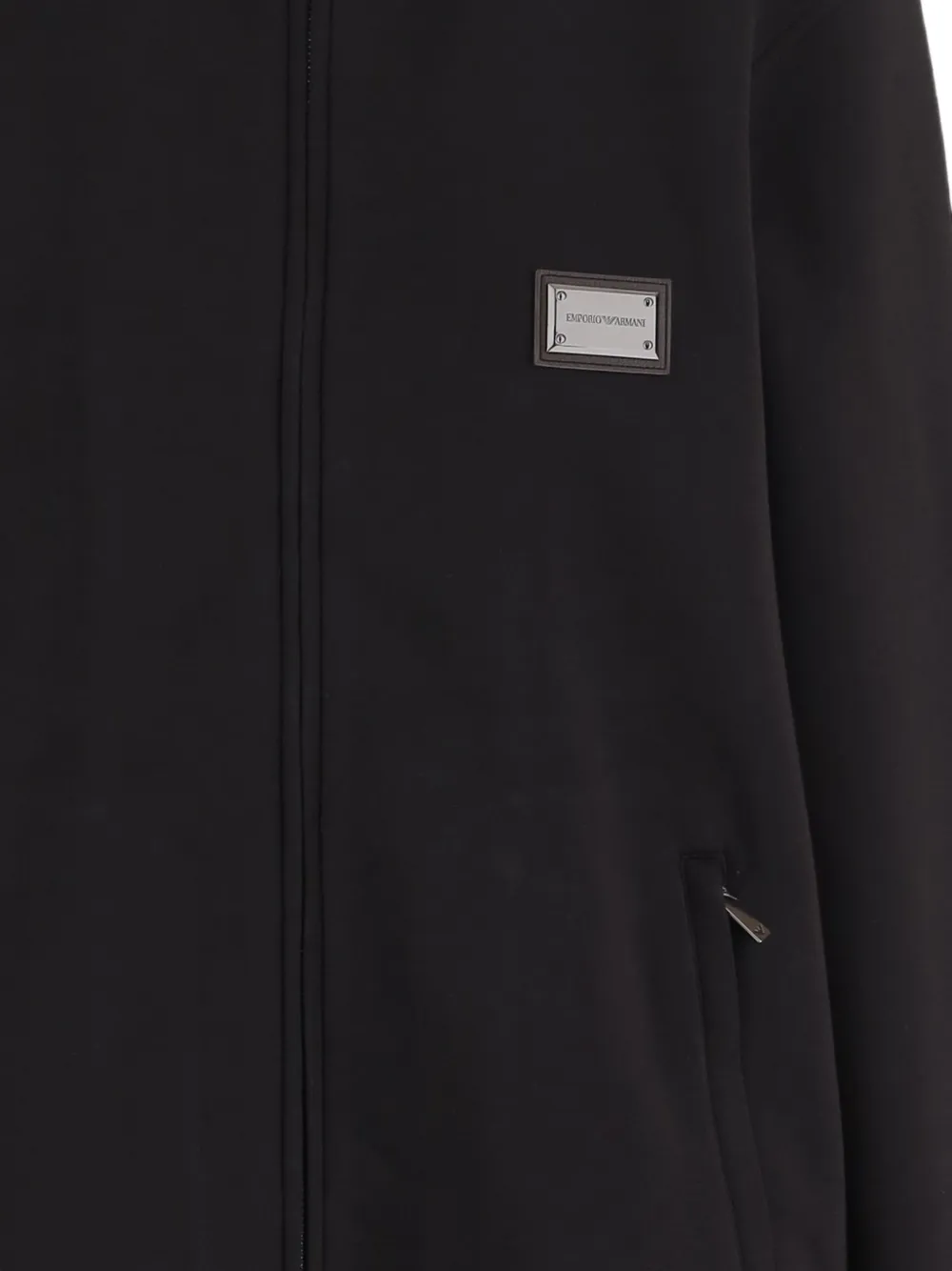 Emporio Armani logo-plaque zip-up sweater Zwart