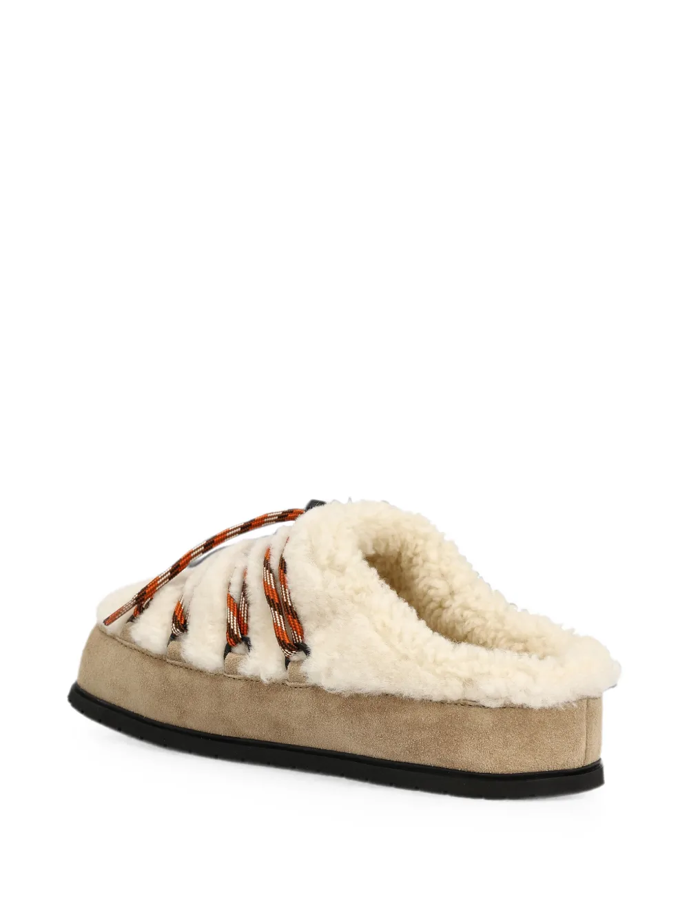 Prada shearling lace-up mules Beige