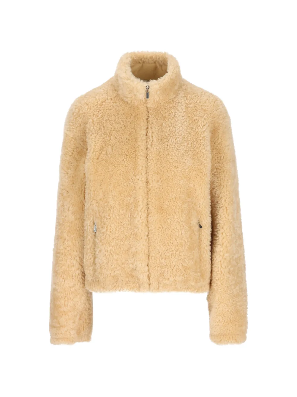 Miu Miu shearling zip-up jacket - Toni neutri