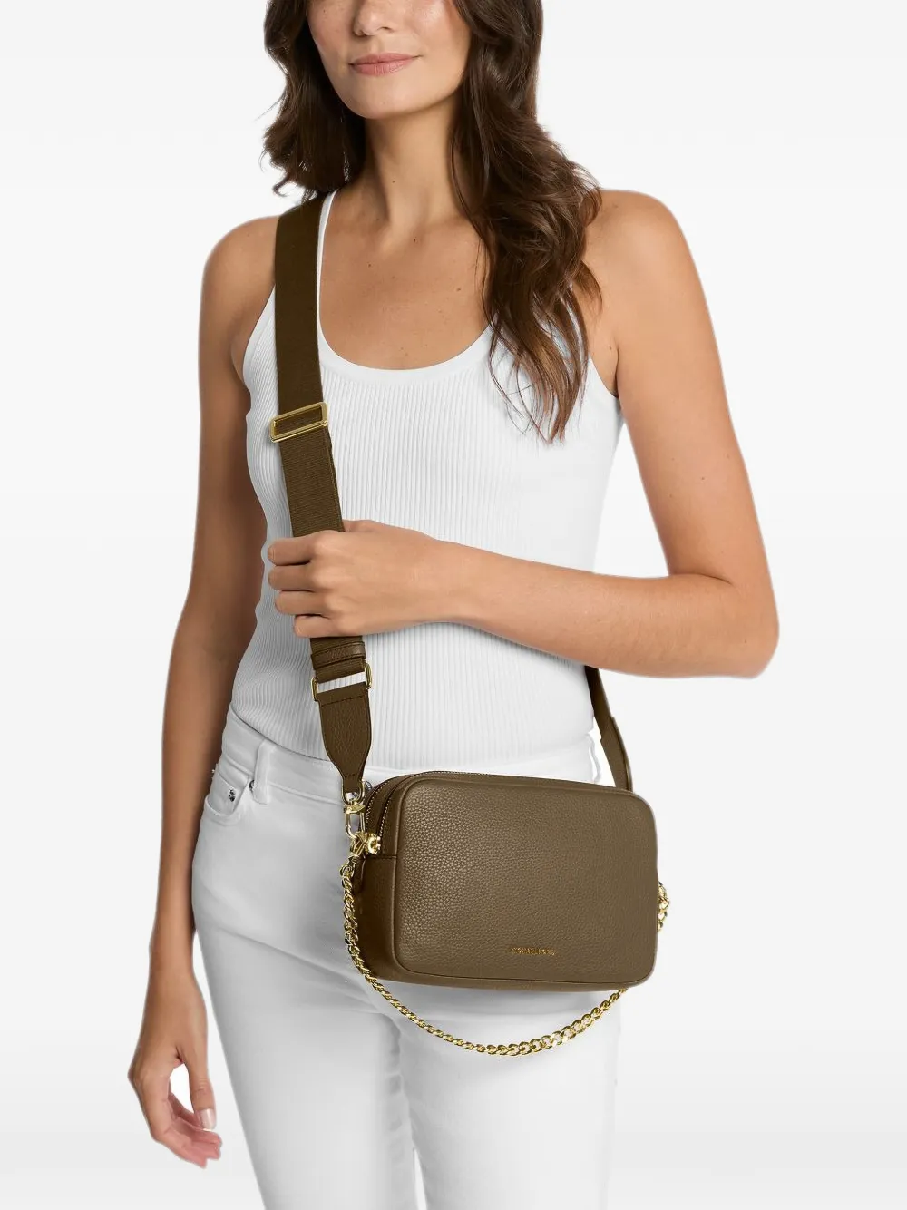 Michael Kors Medium Bryant crossbodytas van bewerkt leer Bruin