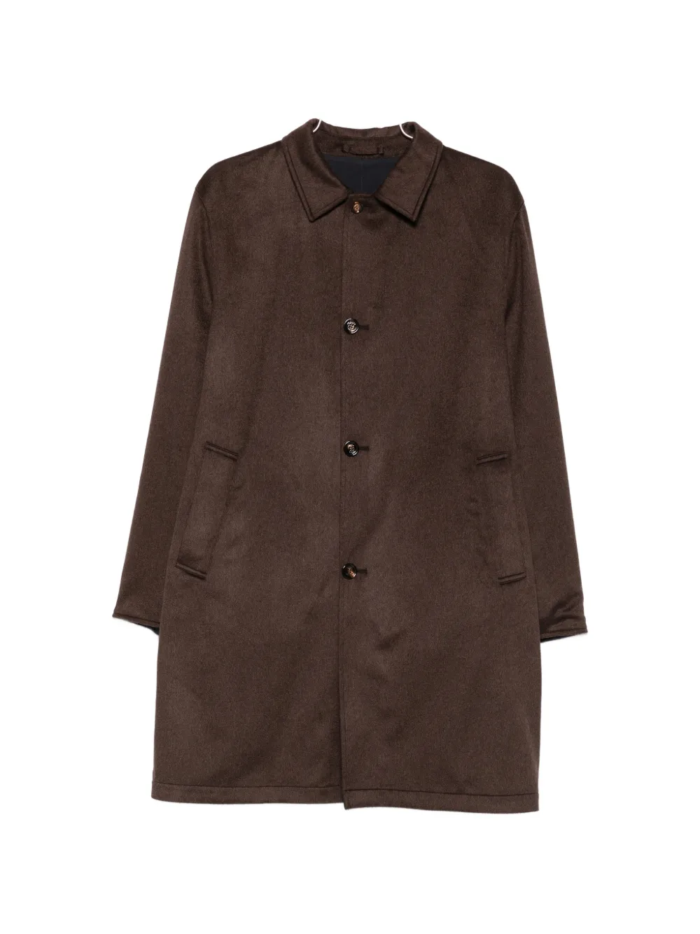 Kired cashmere single-breasted coat - Marrone