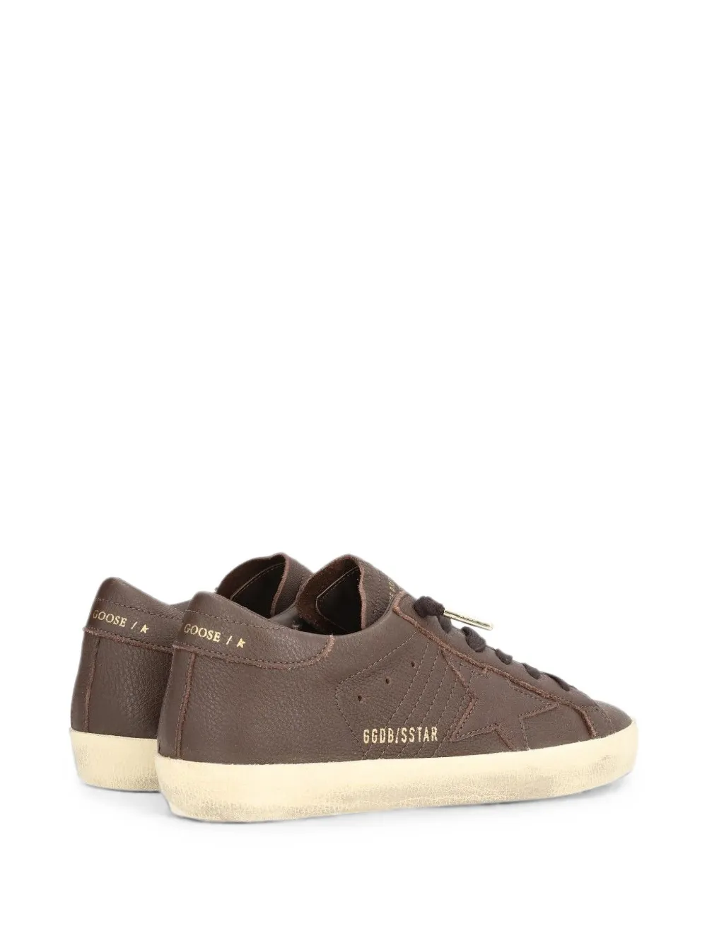 Golden Goose Super-Star in dark brown leather with tone-on-tone leather star Bruin
