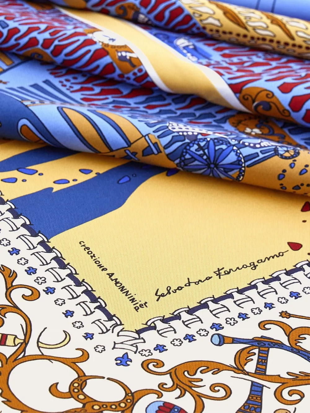 Ferragamo Palazzo Spini-Feroni sjaal Blauw