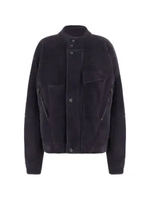 Giorgio Armani スエードノーカラージャケット ブラック Giorgio Armani レザージャケット メンズ通販 - FARFETCH