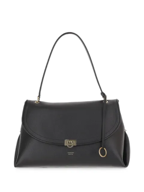 Ferragamo Gancini-clasp leather large shoulder bag