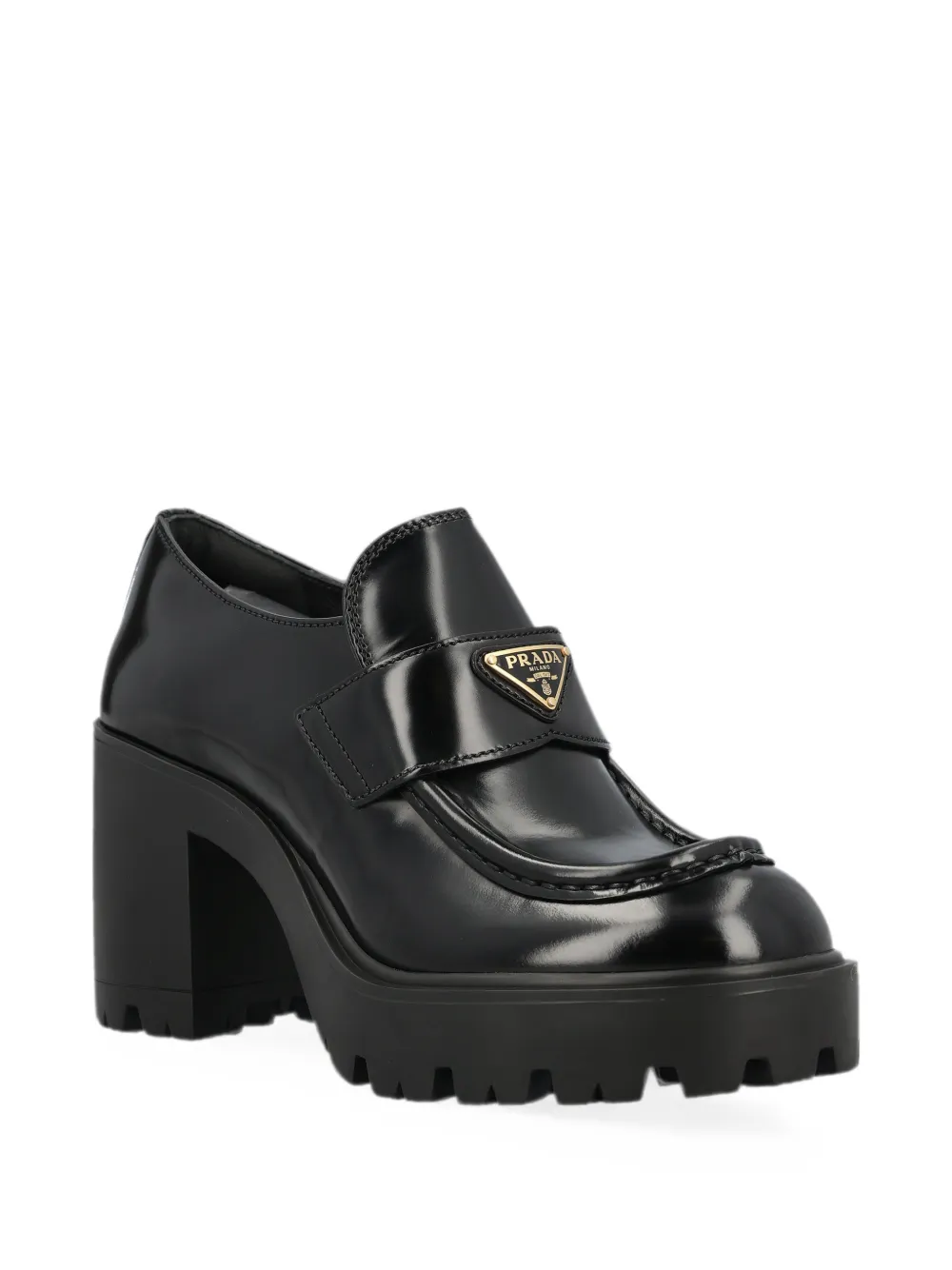 Prada triangle-logo leather ankle boots Zwart