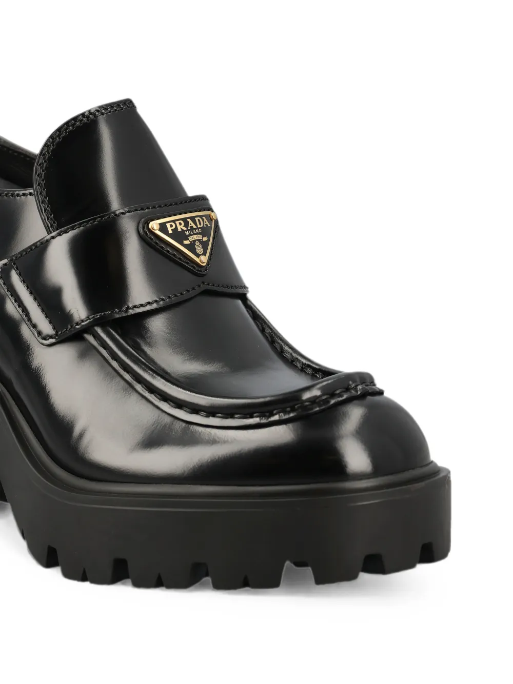 Prada triangle-logo leather ankle boots Zwart