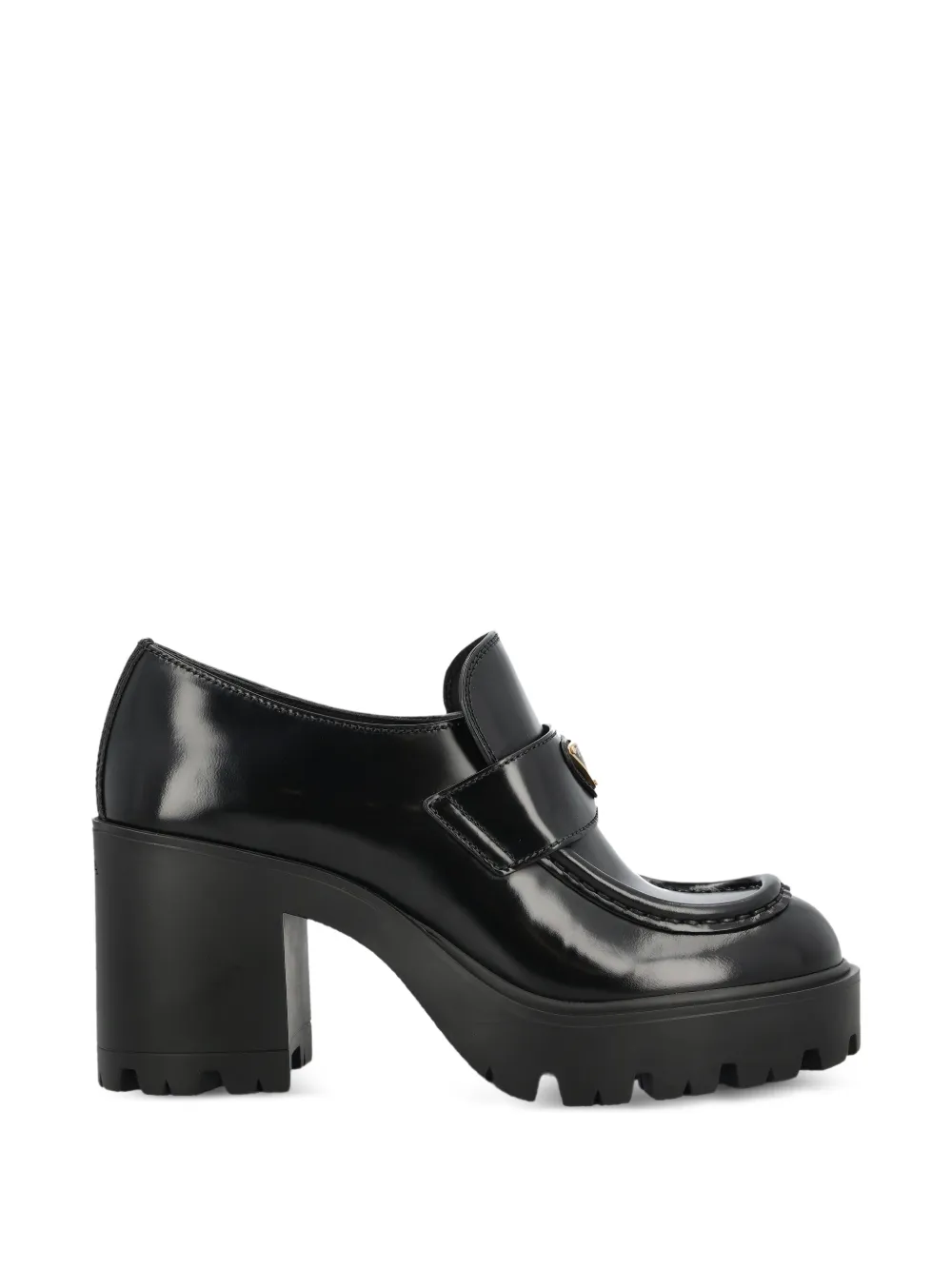 Prada triangle-logo leather ankle boots Zwart