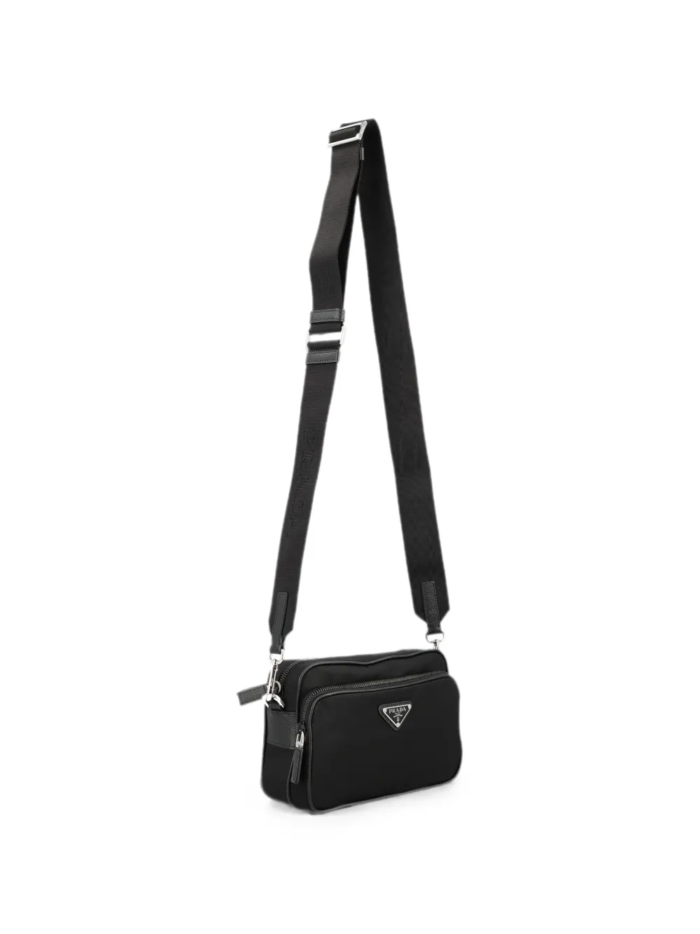 Prada Re-Nylon schoudertas met logoplakkaat Zwart
