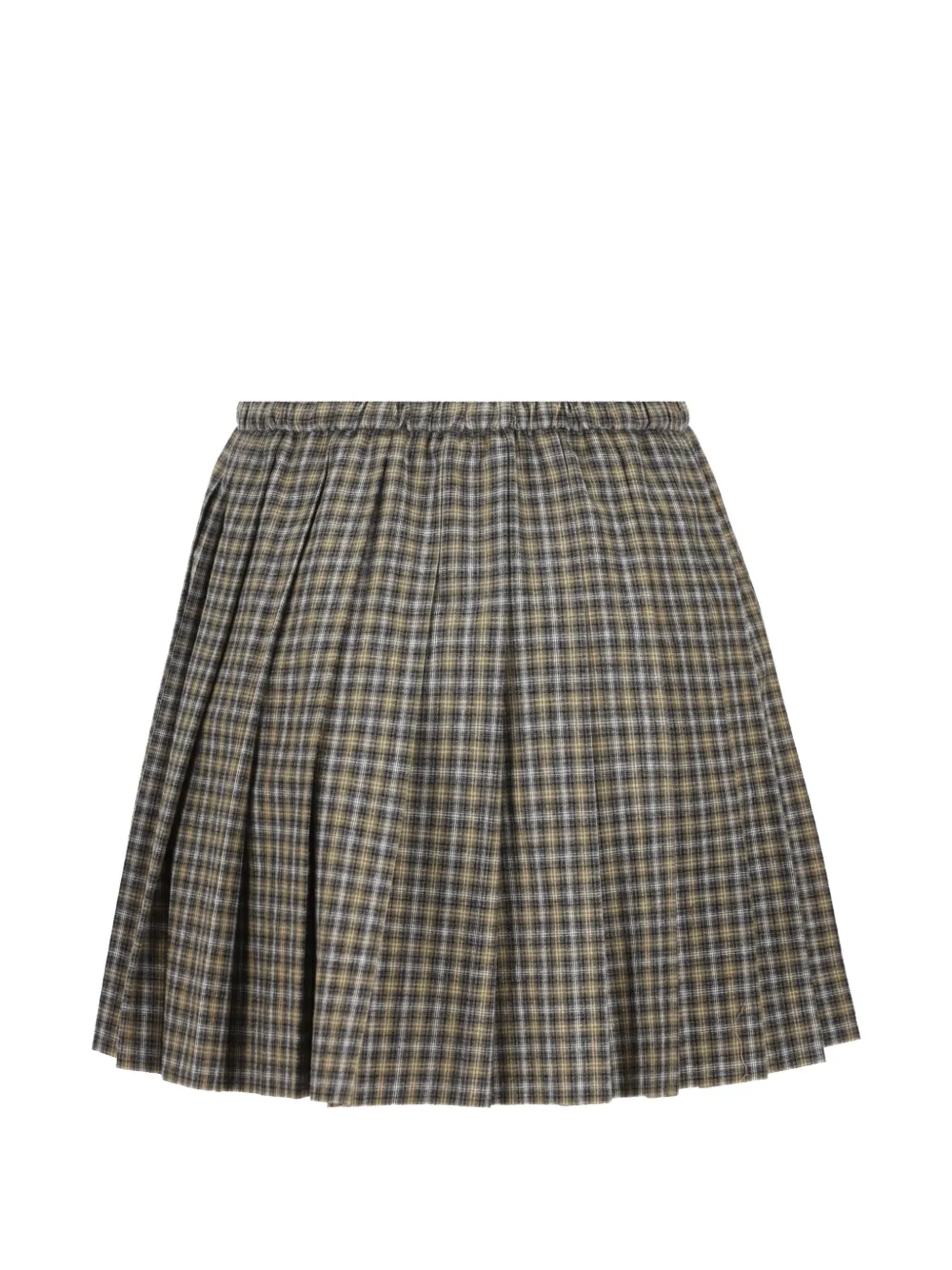 Miu Geruite flanellen mini-rok met plooien Beige