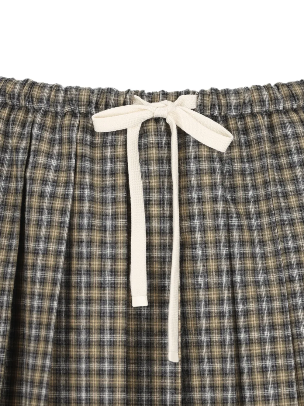 Miu Geruite flanellen mini-rok met plooien Beige