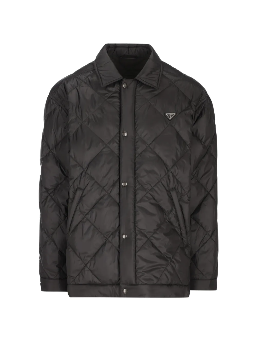 Prada quilted logo-plaque coat - Nero