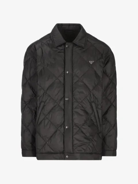 Prada quilted logo-plaque coat