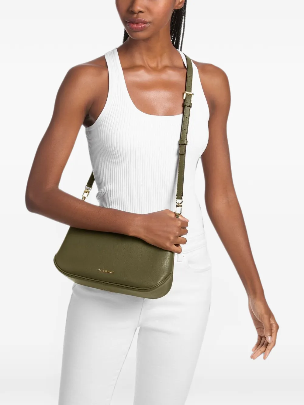 Michael Kors Jet Set medium convertible pouchette crossbody bag Groen