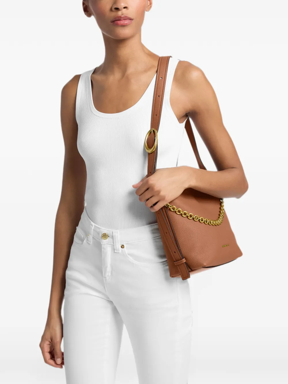 Michael Kors Nolita kleine bucket-shopper van bewerkt leer Bruin