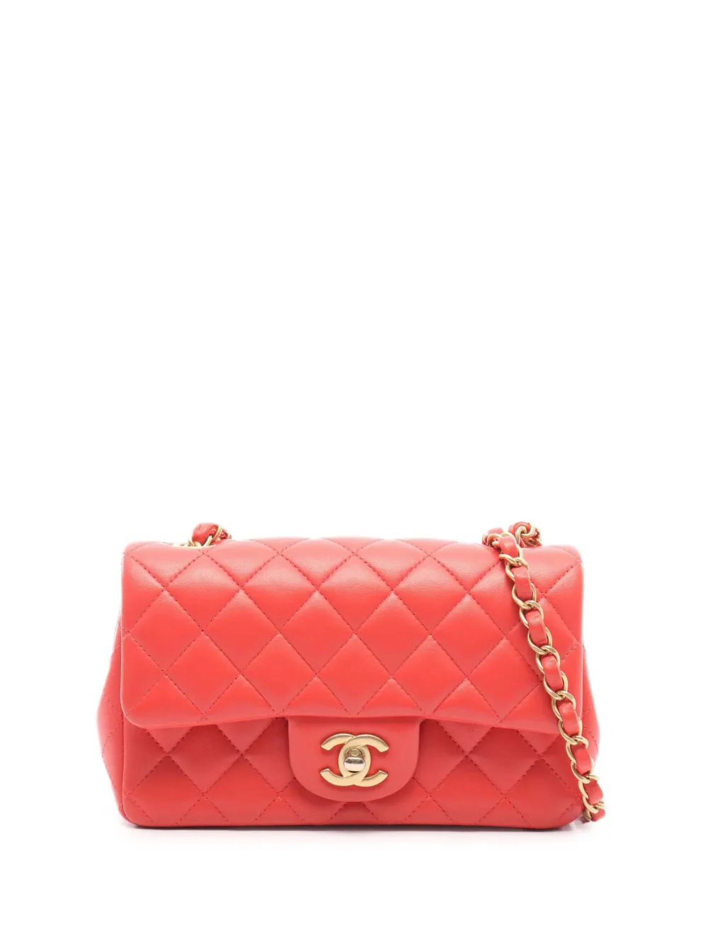 CHANEL Pre-Owned 2019 Mini Rectangular Classic Lambskin Single Flap crossbody bag - Pink
