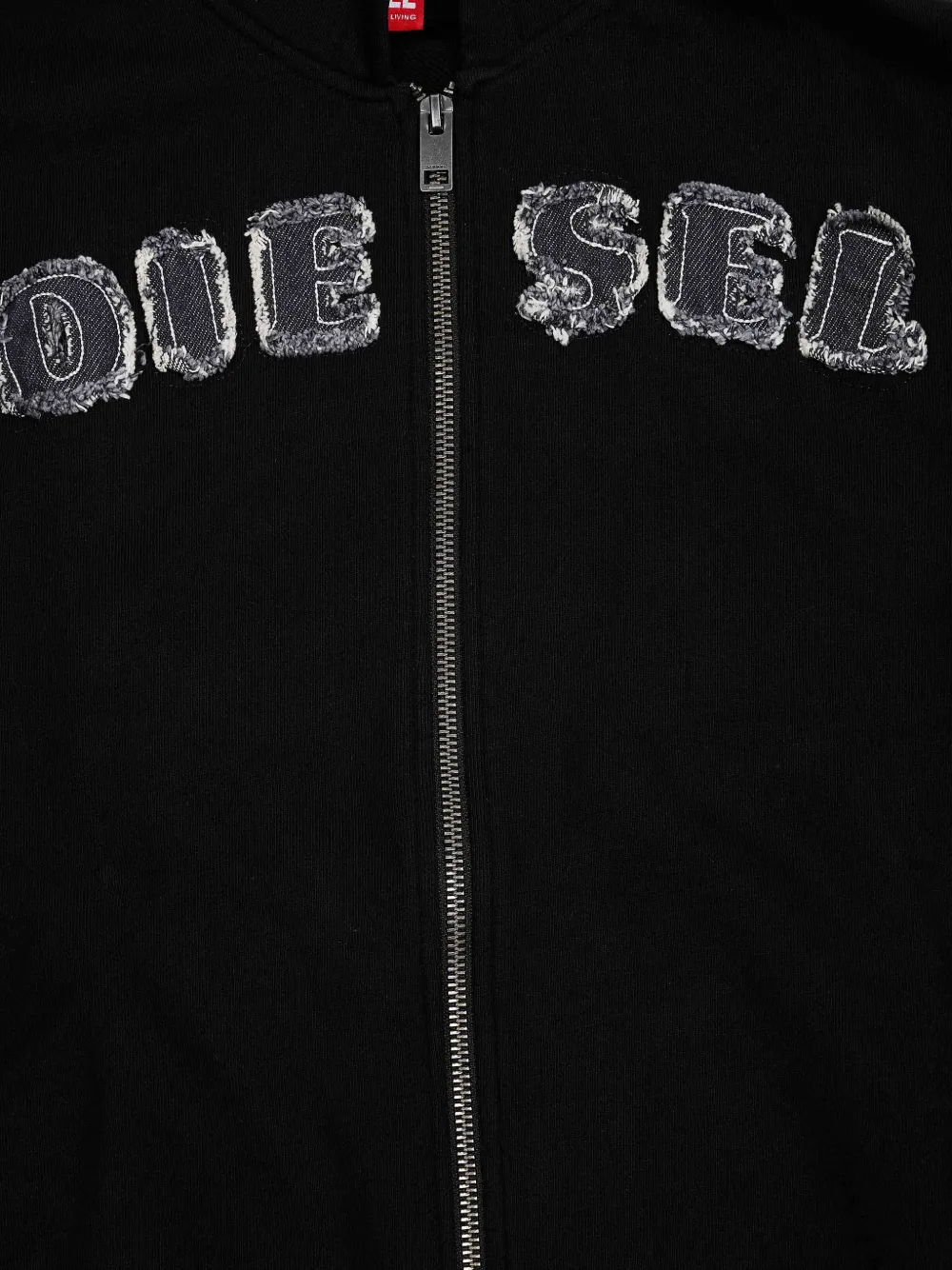 Diesel Kids Hoodie met rits Zwart