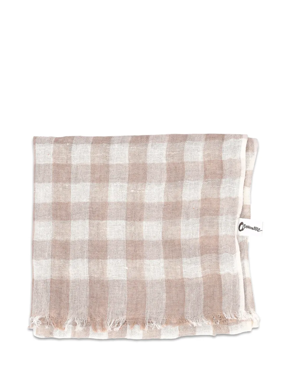 La Rose Gingham-frayed Scarf In Gray