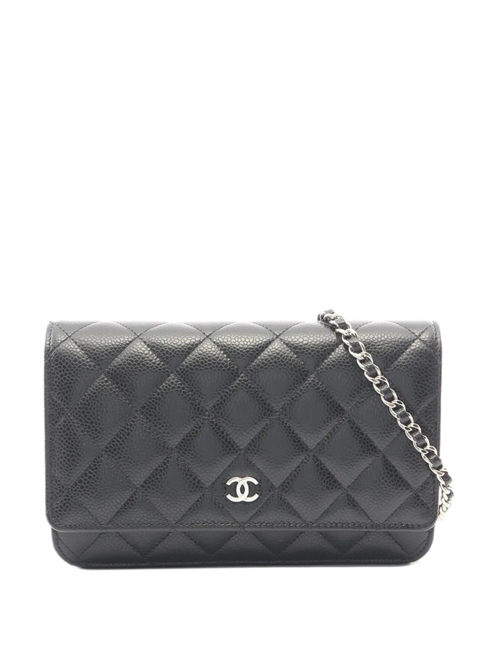 CHANEL Pre-Owned Borsa a tracolla CC in pelle Caviar trapuntata con catena 2021-2026 - Nero