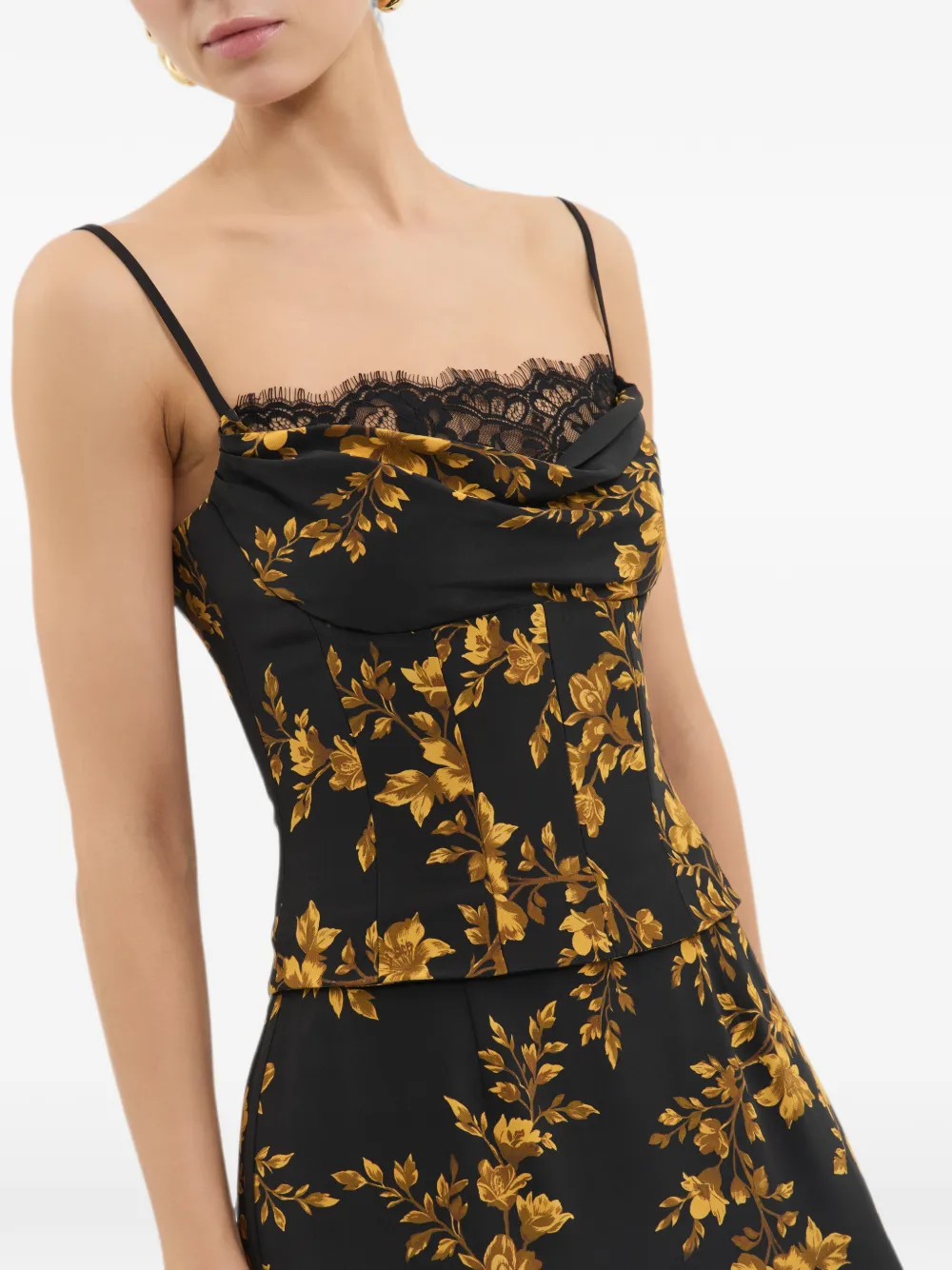 Rebecca Vallance Gilded maxi-jurk met bloemen-print Zwart