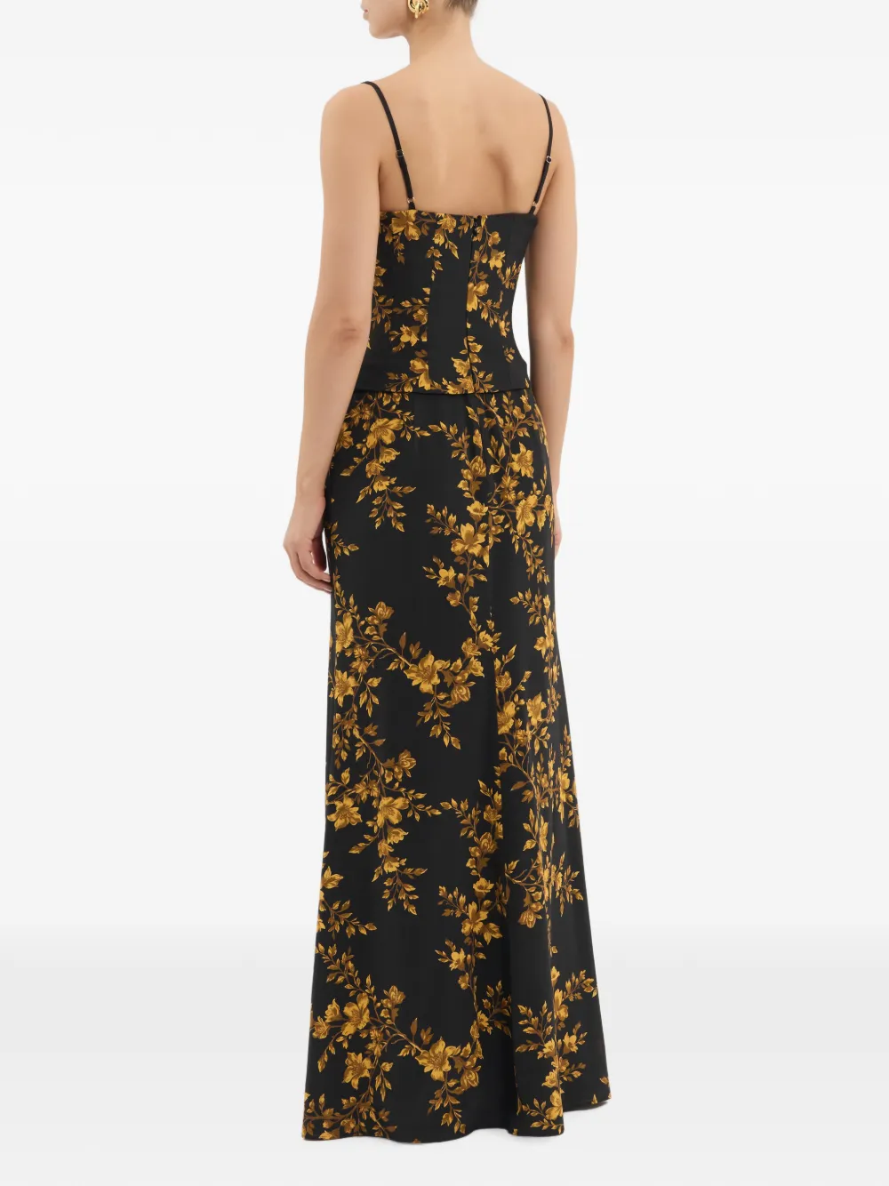 Rebecca Vallance Gilded maxi-jurk met bloemen-print Zwart