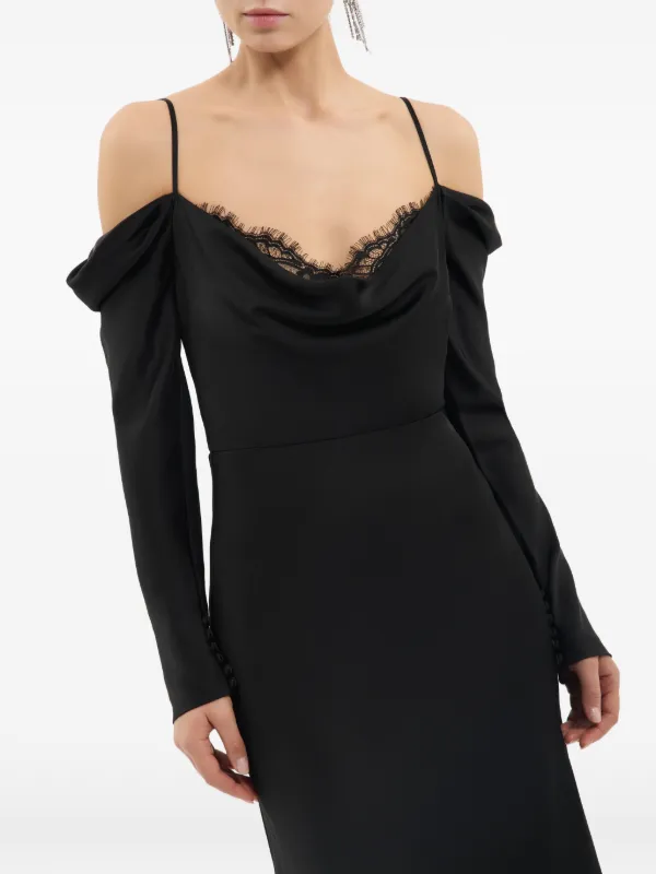 rebecca vallance black dress Noire Long Sleeve Gown Size 14 The Alexandrite Short Sleeve fallwinter-bestsellers12/10 Mango satin asymmetric hem Size:M (10-12)