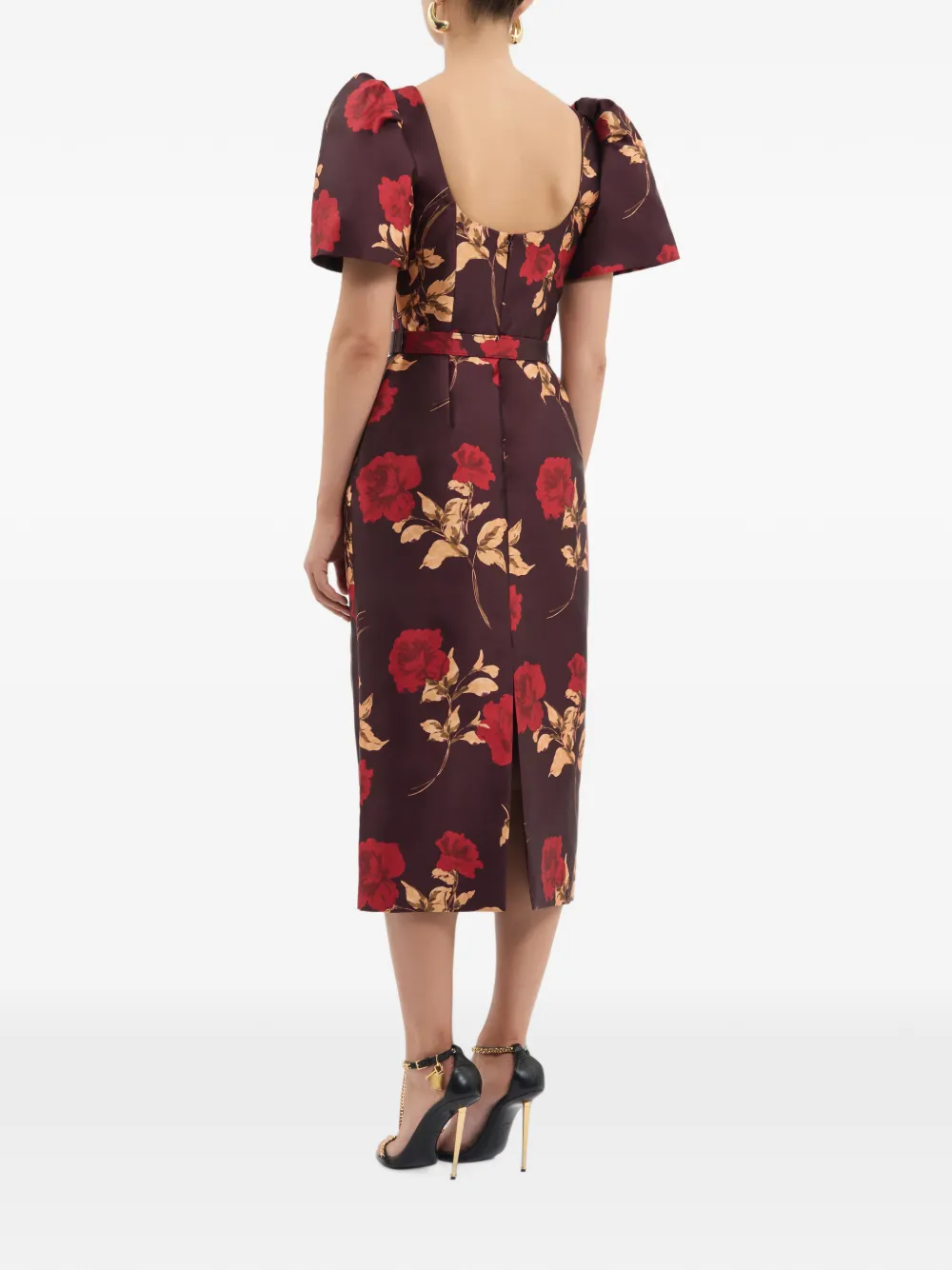 Rebecca Vallance Melora midi-jurk met korte mouwen Bruin