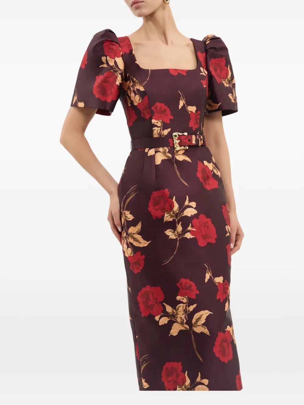 Rebecca Vallance Melora midi-jurk met korte mouwen Bruin