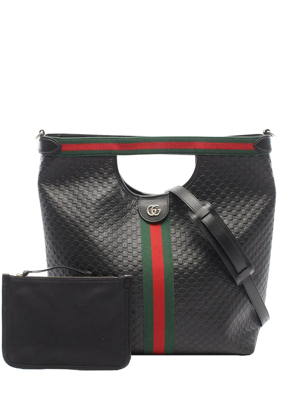 Gucci Pre-Owned 2000-2015 GUCCI Microguccissima Web Giglio satchel - Nero