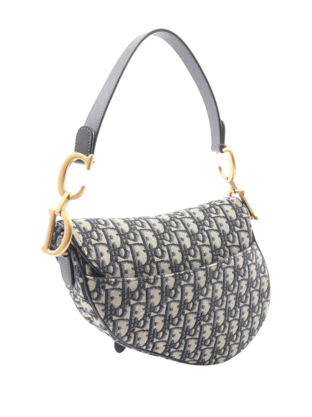 Dior Pre-owned 2000-2026 Oblique Canvas Saddle Bag Shoulder Bag in Blue, view 3